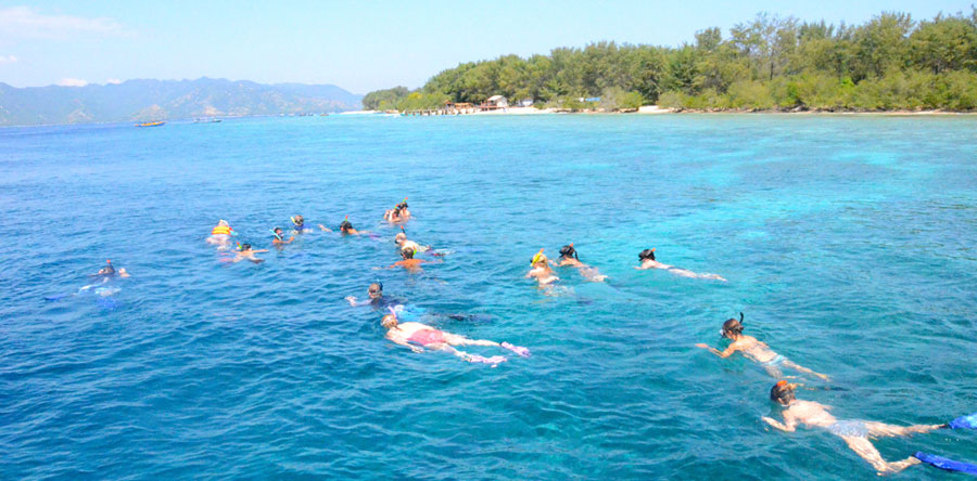 Full day for snorkeling Gili Trawangan including spin, mask and lunch