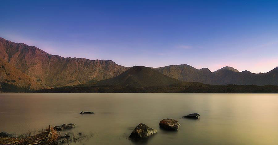 Lake Segara Anak an altitude 2641 meter of Mount Rinjani